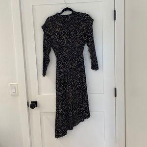 & Other Stories Asymmetrical Mock Neck Dress, Minimalist Print
